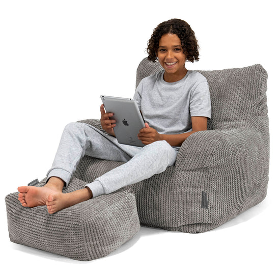 Poltrona a Sacco Teens 6-14 anni - Pompon Carbone Grigio 01
