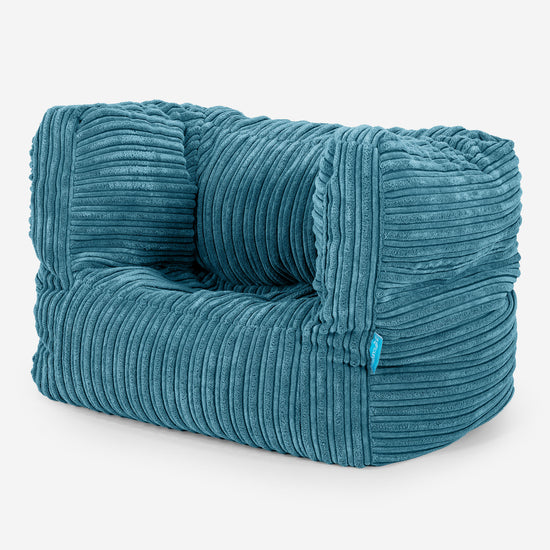 Poltrona Pouf Sacco Albert per Bambini 1 a 5 anni - Velluto a Coste Egeo Blu 02