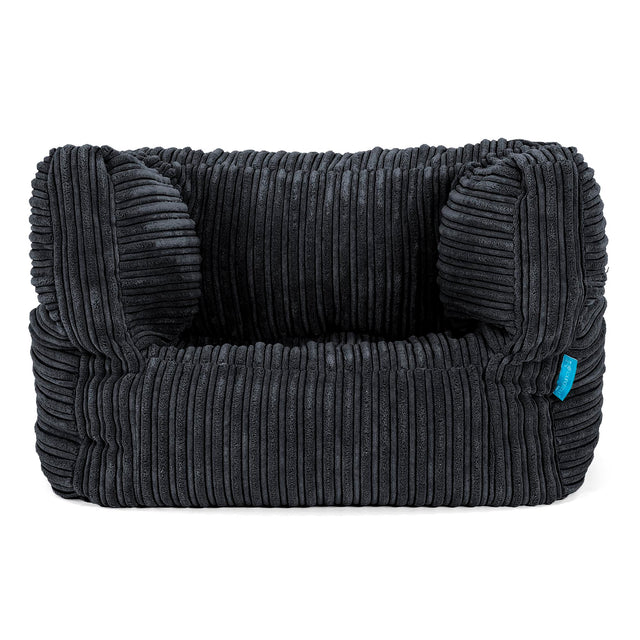 Poltrona Pouf Sacco Albert per Bambini 1 a 5 anni - Velluto a Coste Nero 01