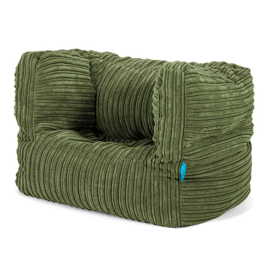 Poltrona Pouf Sacco Albert per Bambini 1 a 5 anni - Velluto a Coste Verde Foresta 02