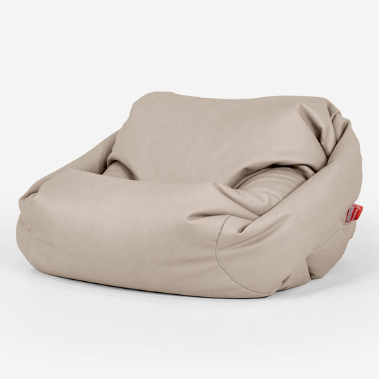 Poltrona Pouf Sacco Sabine - Pelle Vegana Avorio 01