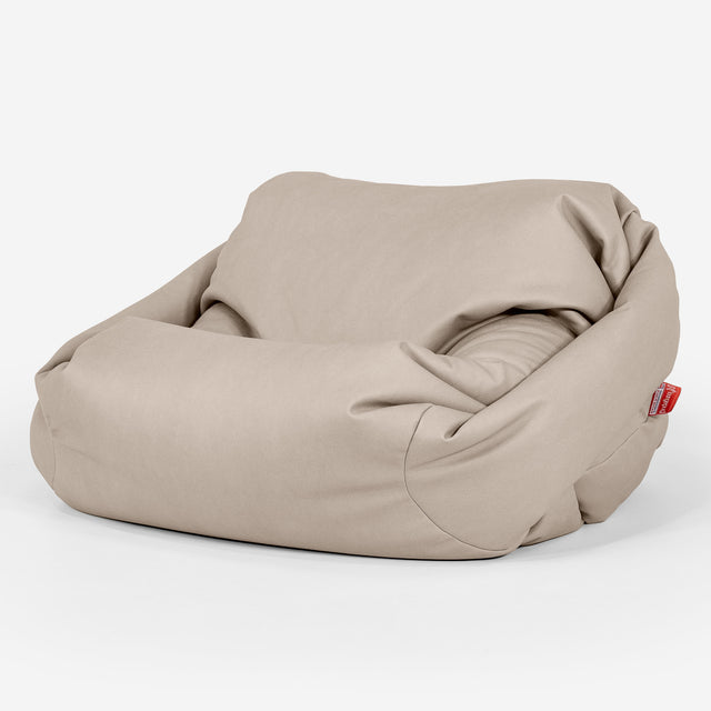 Poltrona Pouf Sacco Sabine - Pelle Vegana Avorio 01