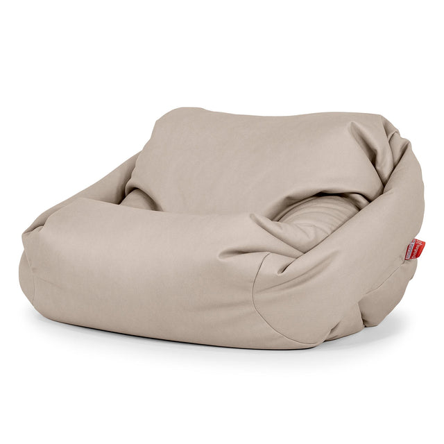 Poltrona Pouf Sacco Sabine - Pelle Vegana Avorio 01