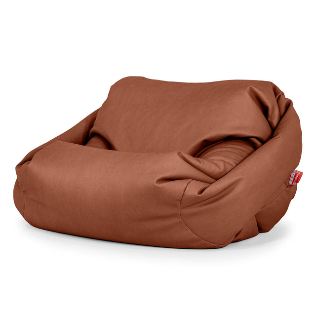 Poltrona Pouf Sacco Sabine - Pelle Vegana Castagno 01