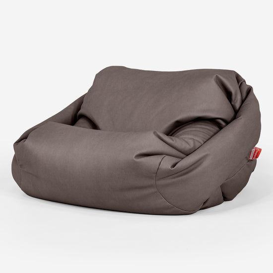 Poltrona Pouf Sacco Sabine - Pelle Vegana Cioccolato 01