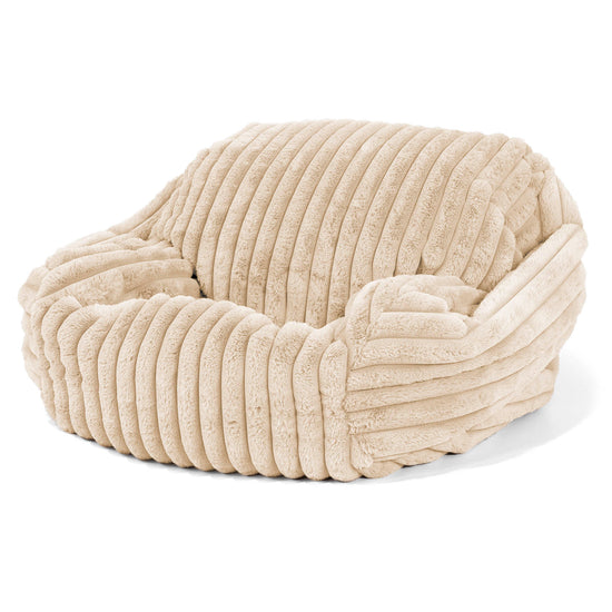 Poltrona Pouf Sacco Sabine - Velluto Felpato Ultra Morbido Panna 02