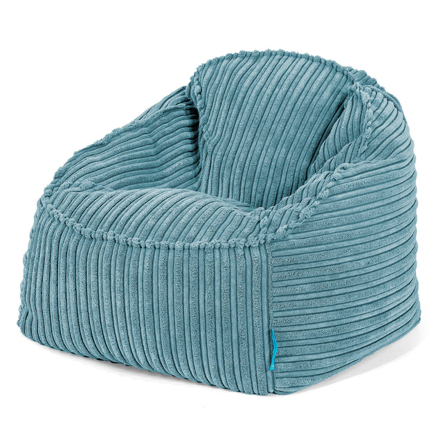 Poltrona Pouf Sacco Sloucher per Bambini 2 a 6 anni - Velluto a Coste Egeo Blu 01