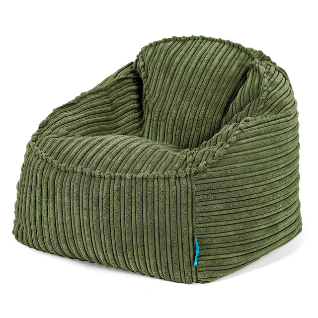 Poltrona Pouf Sacco Sloucher per Bambini 2 a 6 anni - Velluto a Coste Verde Foresta 01