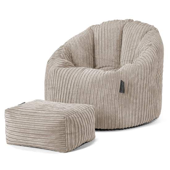 Poltrona Sacco 'Abbraccio', Pouf - Velluto a Coste Visone 02