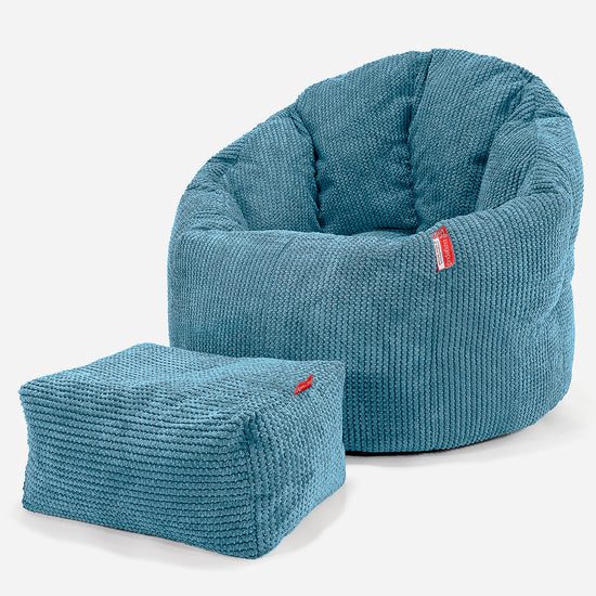 Poltrona Sacco 'Abbraccio', Pouf - Pompon Egeo Blu 02