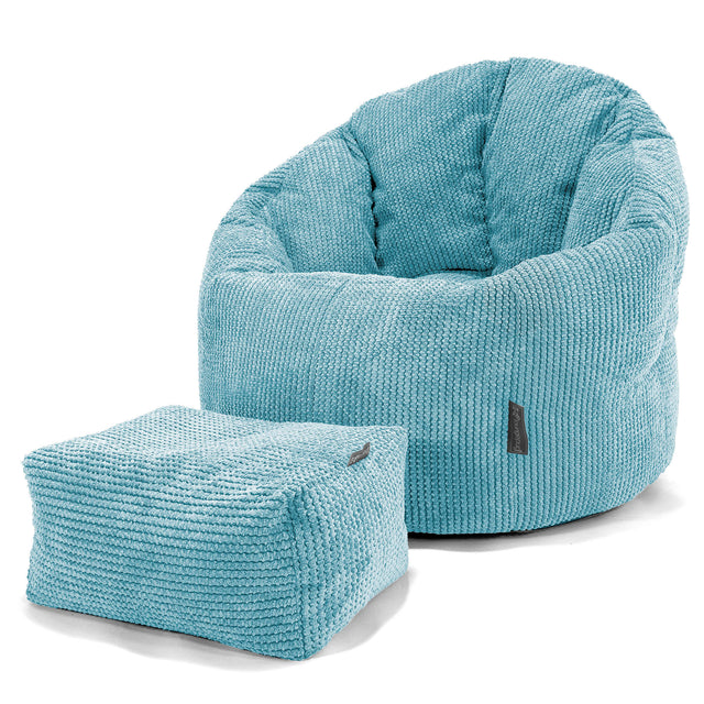 Poltrona Sacco 'Abbraccio', Pouf - Pompon Egeo Blu 02
