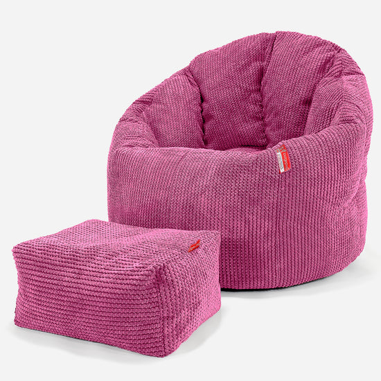 Poltrona Sacco 'Abbraccio', Pouf - Pompon Rosa 02