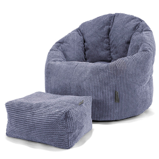 Poltrona Sacco 'Abbraccio', Pouf - Pompon Viola 02