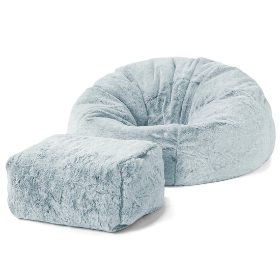 Poltrona Sacco 'Classico' - Eco-pelliccia di Coniglio Azzurro Polvere 02