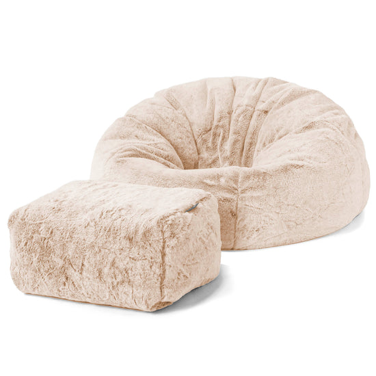 Poltrona Sacco 'Classico' - Eco-pelliccia di Coniglio Bianco 02