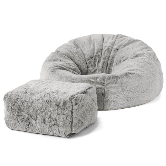Poltrona Sacco 'Classico' - Eco-pelliccia di Coniglio Grigio Chiaro 02