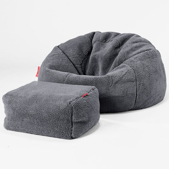 Poltrona Sacco 'Classico' - Eco-pelliccia Orsacchiotto Grigio scuro 02