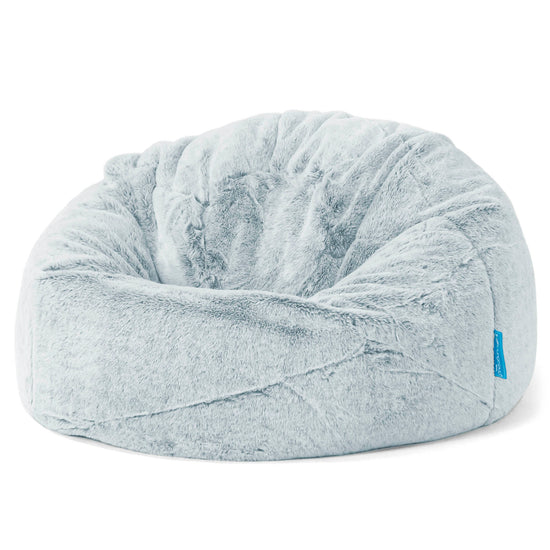 Poltrona Sacco 'Classico' per Bambini - Eco-pelliccia di Coniglio Azzurro Polvere 01