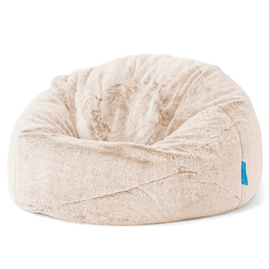 Poltrona Sacco 'Classico' per Bambini - Eco-pelliccia di Coniglio Bianco 01