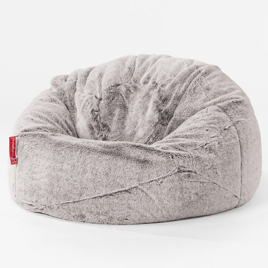 Poltrona Sacco 'Classico' per Bambini - Eco-pelliccia di Coniglio Grigio Chiaro 01