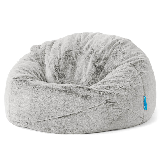 Poltrona Sacco 'Classico' per Bambini - Eco-pelliccia di Coniglio Grigio Chiaro 01