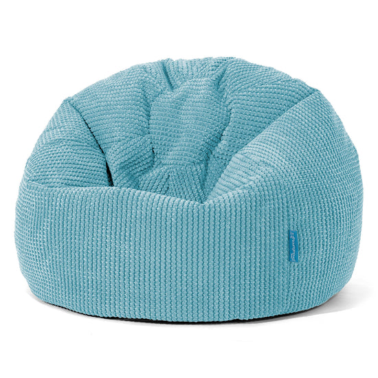 Poltrona Sacco 'Classico' per Bambini 1-5 anni - Velluto a Coste Effetto Waffle Egeo Blu 01