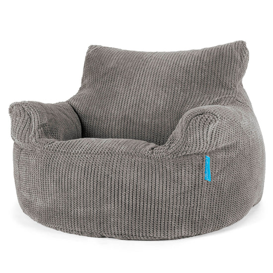 Poltrona Sacco Per Bambini 3-8 anni - Velluto a Coste Effetto Waffle Carbone Grigio 01