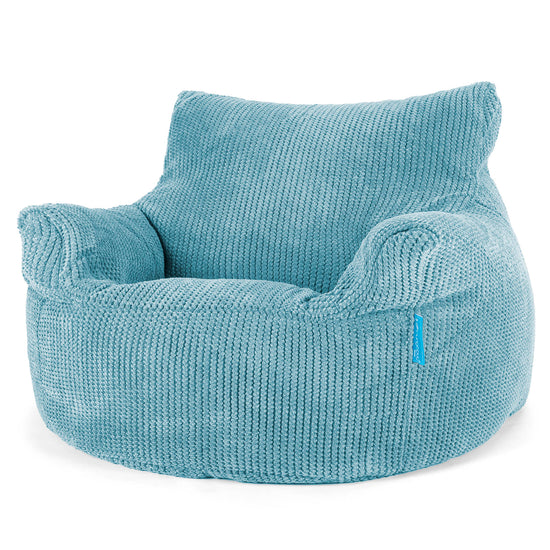 Poltrona Sacco Per Bambini 3-8 anni - Velluto a Coste Effetto Waffle Egeo Blu 01