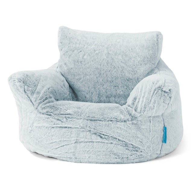 Poltrona Sacco Per Bambini Piccolo 1-3 anni - Eco-pelliccia di Coniglio Azzurro Polvere 01