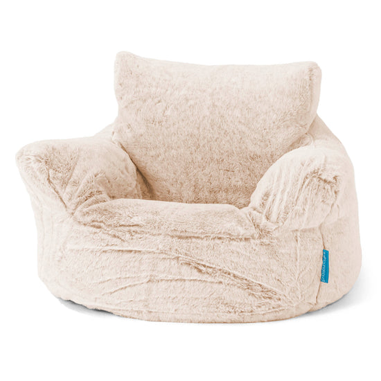 Poltrona Sacco Per Bambini Piccolo 1-3 anni - Eco-pelliccia di Coniglio Bianco 01
