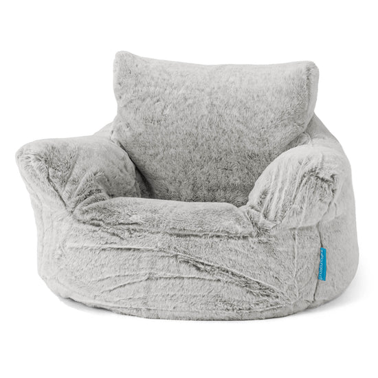 Poltrona Sacco Per Bambini Piccolo 1-3 anni - Eco-pelliccia di Coniglio Grigio Chiaro 01