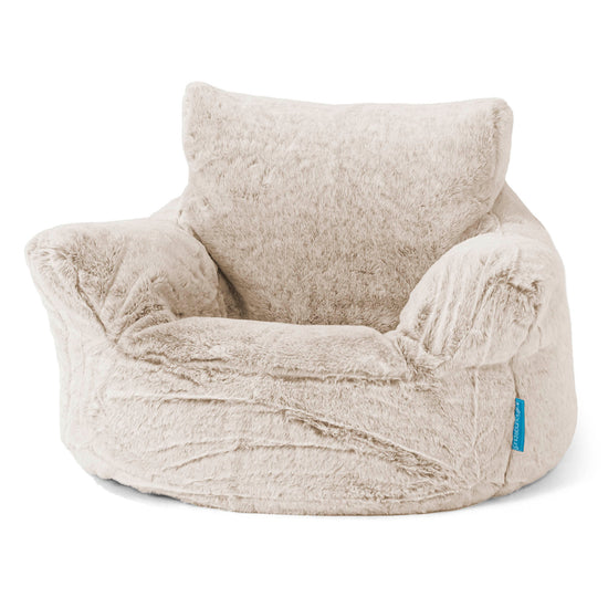 Poltrona Sacco Per Bambini Piccolo 1-3 anni - Eco-pelliccia di Coniglio Marrone dorato 01