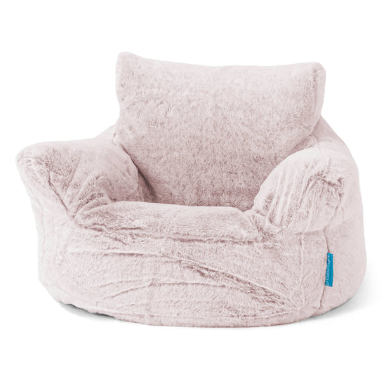 Poltrona Sacco Per Bambini Piccolo 1-3 anni - Eco-pelliccia di Coniglio Rosa Antico 01