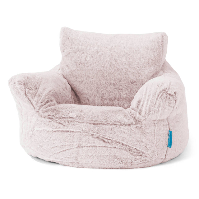Poltrona Sacco Per Bambini Piccolo 1-3 anni - Eco-pelliccia di Coniglio Rosa Antico 01