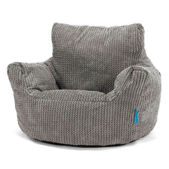 Poltrona Sacco Per Bambini Piccolo 1-3 anni - Velluto a Coste Effetto Waffle Carbone Grigio 01