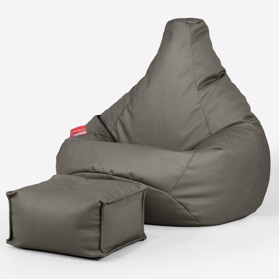 Poltrona Sacco Pouf 'Gioco' - Pelle Vegana Grigio 01