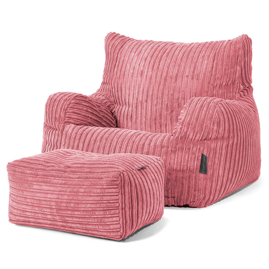 Poltrona Sacco, Pouf - Velluto a Coste Corallo 02