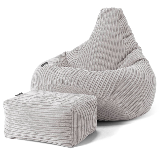 Poltrona Sacco Pouf 'Gioco' - Velluto a Coste Grigio Argento 01