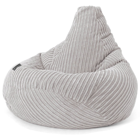 Poltrona Sacco Pouf 'Gioco' - Velluto a Coste Grigio Argento 02