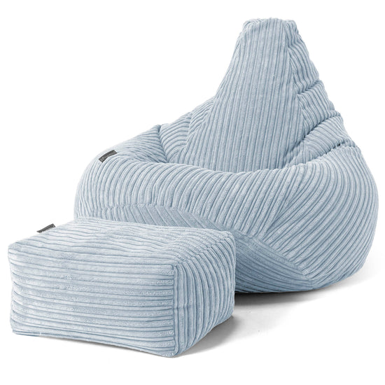 Poltrona Sacco Pouf 'Gioco' - Velluto a Coste Bebè Blu 01