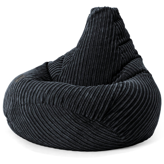 Poltrona Sacco Pouf 'Gioco' - Velluto a Coste Nero 02