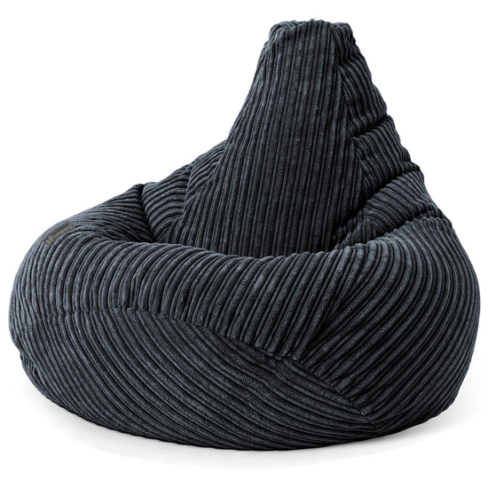 Poltrona Sacco Pouf 'Gioco' - Velluto a Coste Nero 02
