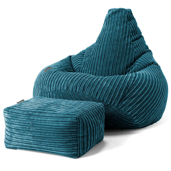 Poltrona Sacco Pouf 'Gioco' - Velluto a Coste Tiglio 01