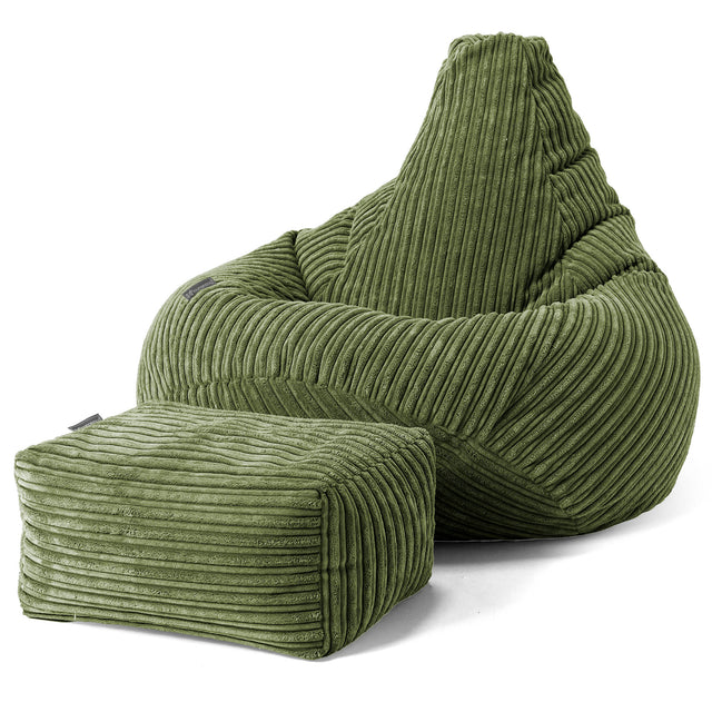 Poltrona Sacco Pouf 'Gioco' - Velluto a Coste Verde Foresta 01