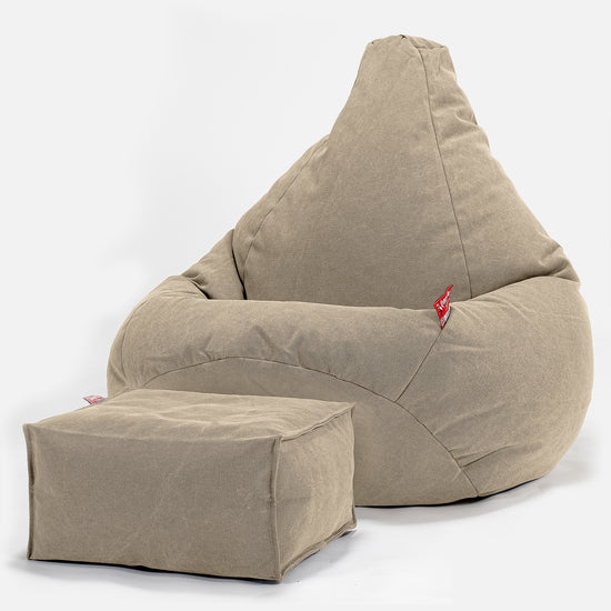 Poltrona Sacco Pouf 'Gioco' - Denim Effetto Consumato Terra 01