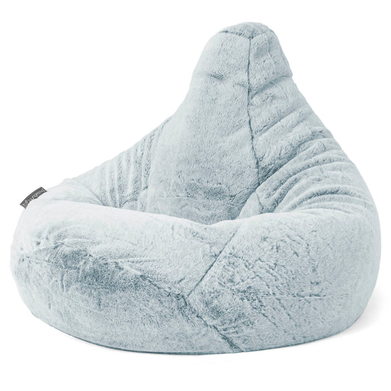 Poltrona Sacco Pouf 'Gioco' - Eco-pelliccia di Coniglio Azzurro Polvere 04