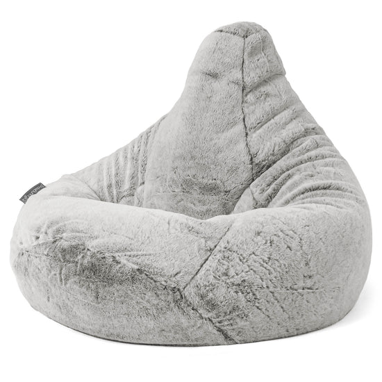 Poltrona Sacco Pouf 'Gioco' - Eco-pelliccia di Coniglio Grigio Chiaro 04