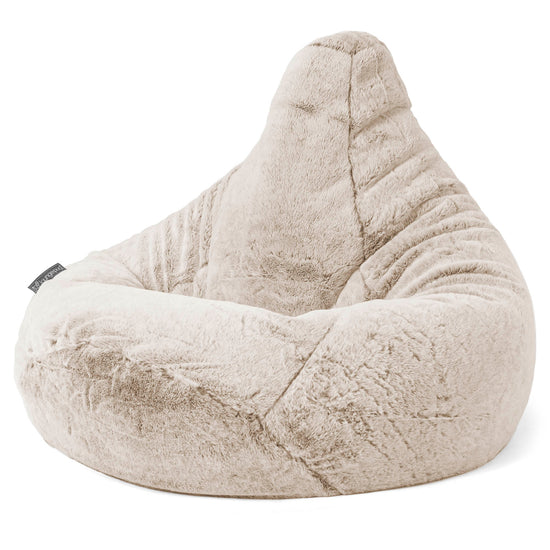 Poltrona Sacco Pouf 'Gioco' - Eco-pelliccia di Coniglio Marrone dorato 04