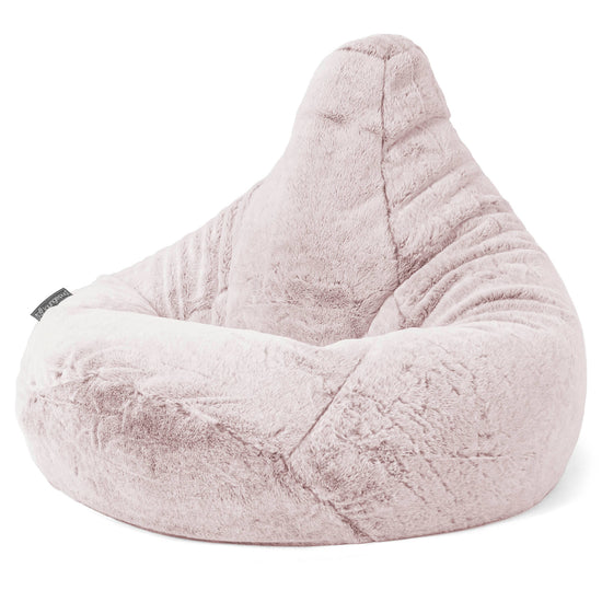 Poltrona Sacco Pouf 'Gioco' - Eco-pelliccia di Coniglio Rosa Antico 04