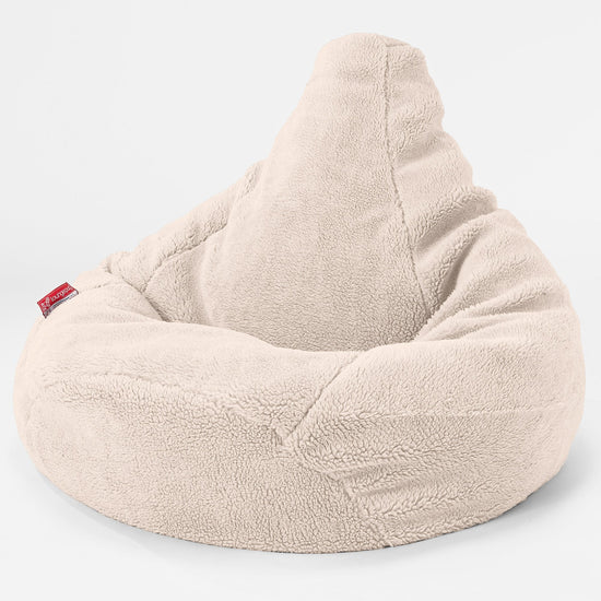 Poltrona Sacco Pouf 'Gioco' - Eco-pelliccia Orsacchiotto Panna 01